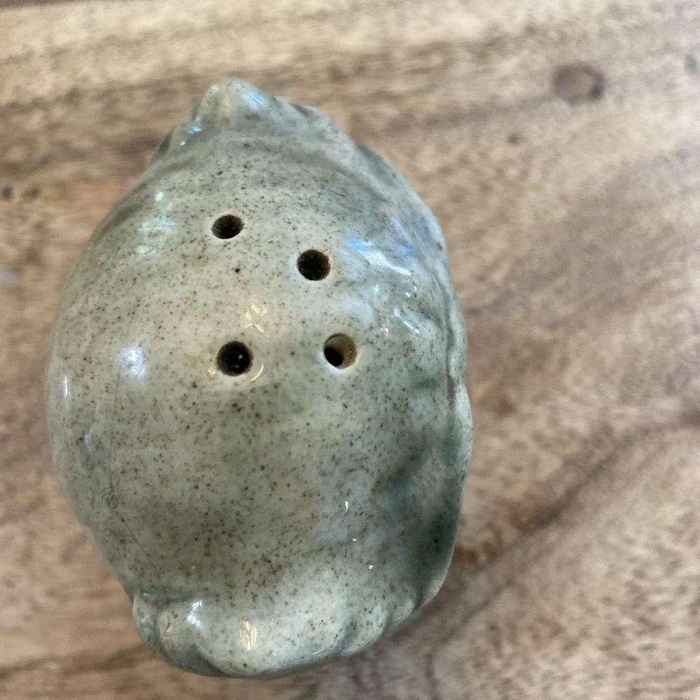 Vintage Salt And Pepper Shakers Set Corky, Charming Owl Stoneware